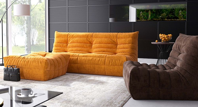 Эргономичный диван ДеФранс с пуфом 